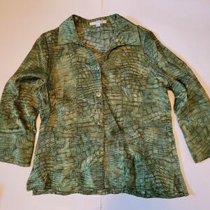 Vintage green faux snakeskin blouse